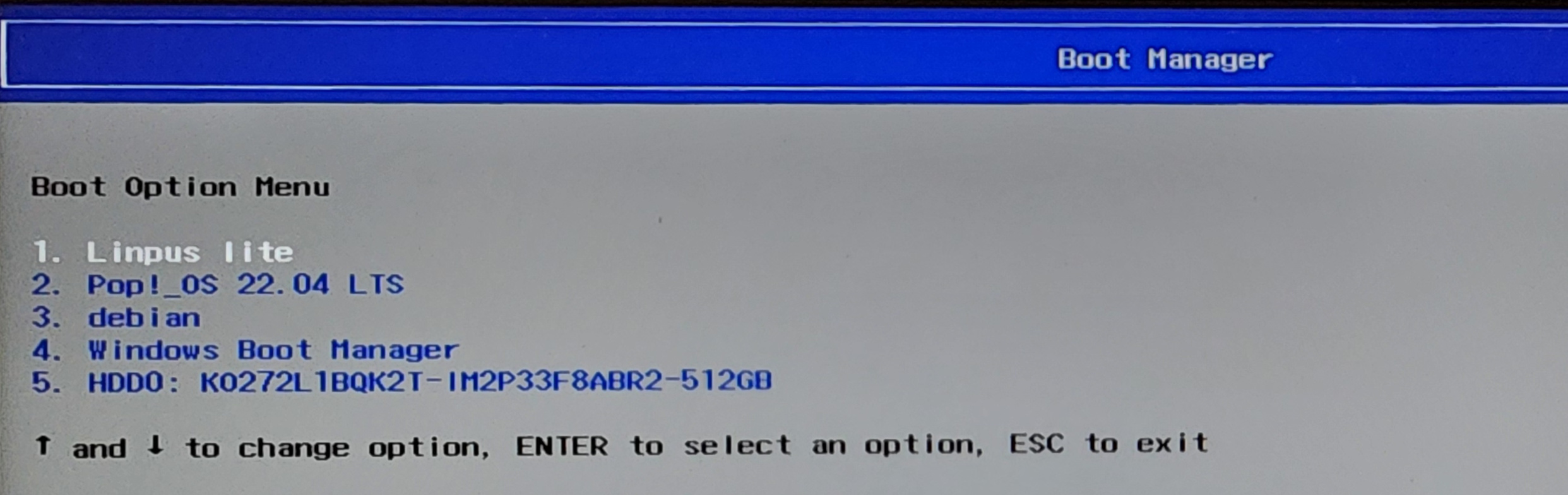 menu de boot